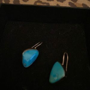 Custom Turquoise and Sterling Silver Drop Earrings-One of a Kind!